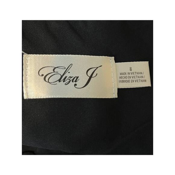 Eliza J dress black stretch boat neck sleeveless side ruffle - Picture 5 of 5